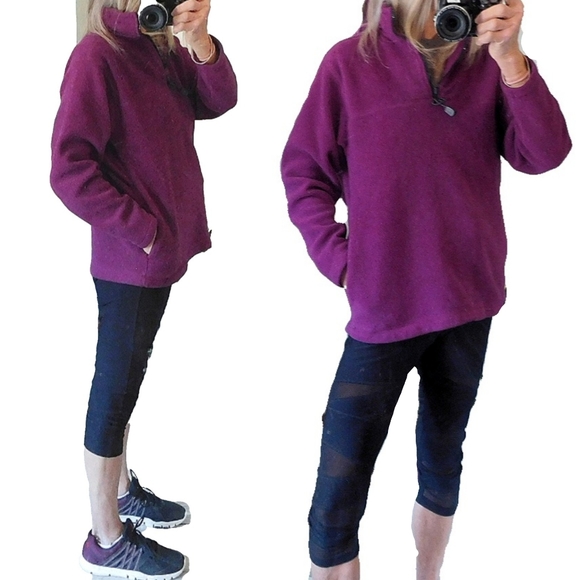 PROSPIRIT WMNS PURPLE FLEECE 1/4 ZIP PULLOVER - Picture 3 of 6